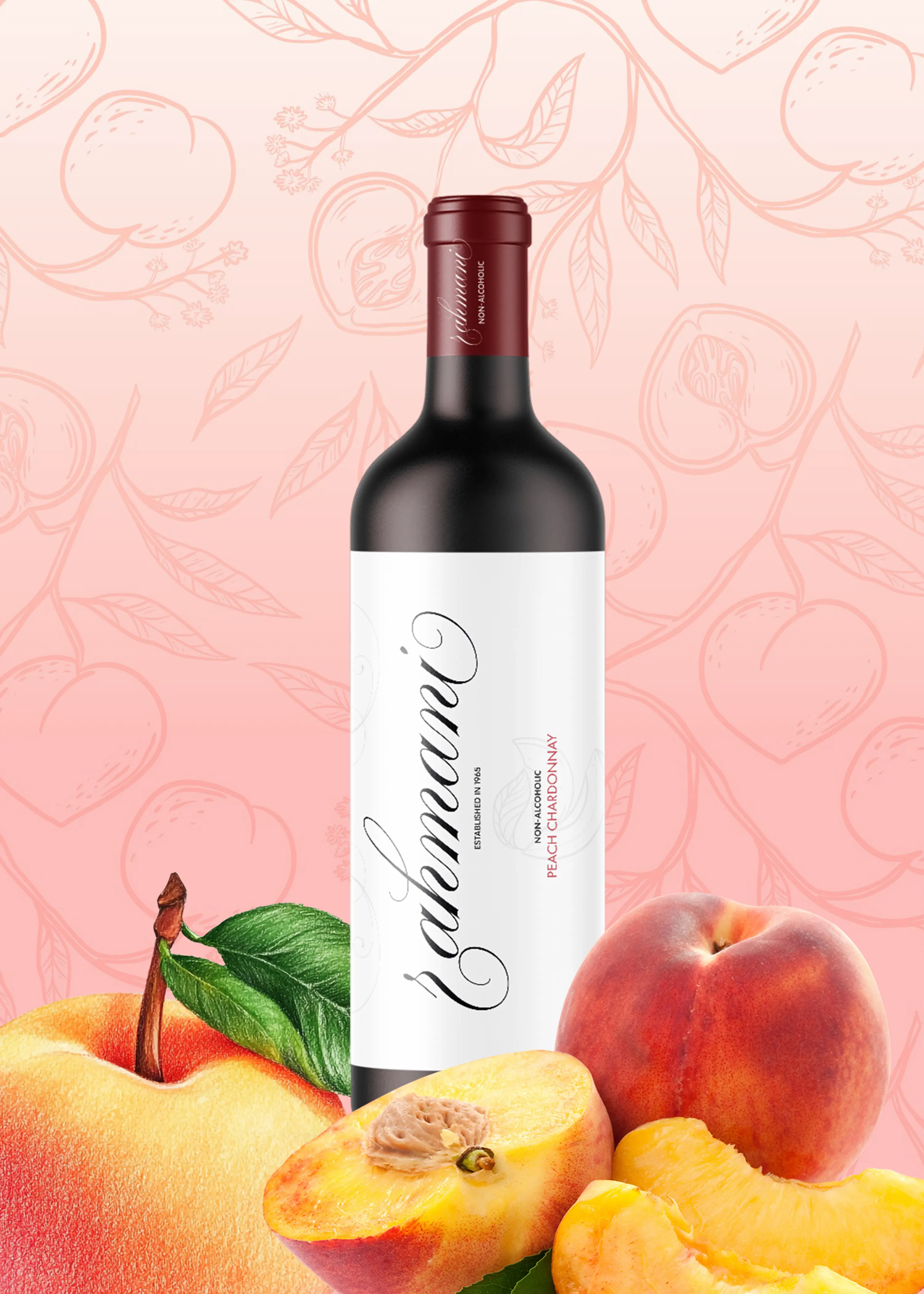 Rahmani Peach Chardonnay Bottle Design